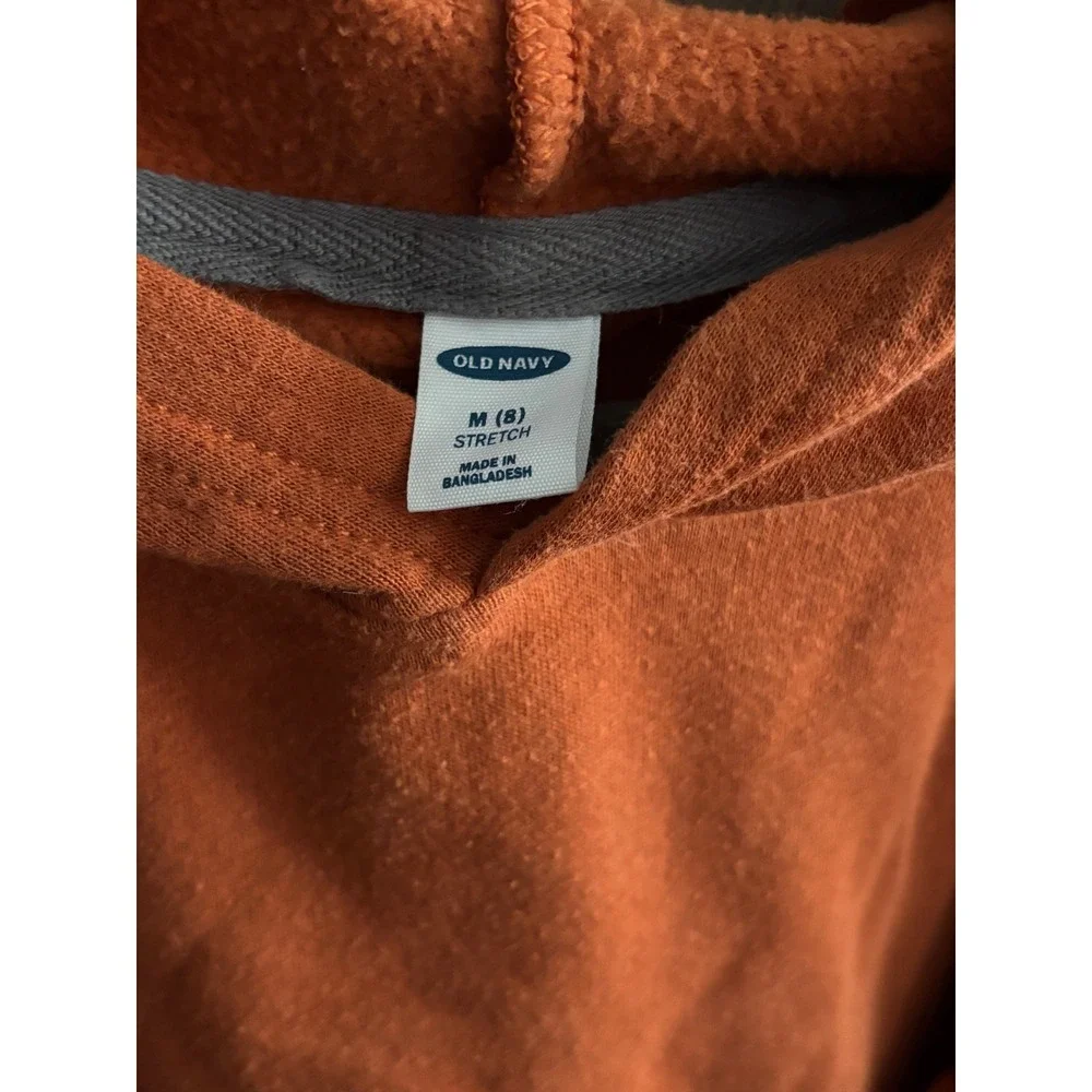 Old Navy Boys M 8 Burnt Orange Stretch Fleece Pullover Hoodie Sweatshirt